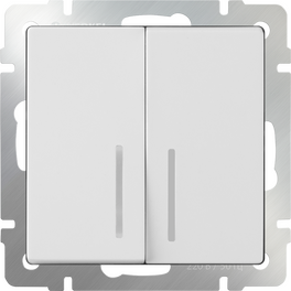 Выключатель двухклавишный с подсветкой (белый) / W1120101 (распродажа)