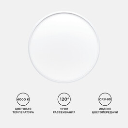 Светильник светодиодный накладной, SPIN, 38Вт, 230В/50Гц, 3800лм, 4000К, ø400х25, круг,белый Apeyron