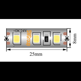 Лента светодиодная стандарт SMD2835 120LED/м 9,6Вт/м 24В IP66 Цвет:Холодный (1метр) ЗМ SWG
