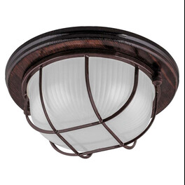 Светильник накладной IP54, 220V 60Вт Е27, дерево, орех, круг, с решеткой, НБО 03-60-022 Feron 