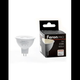 Лампа светодиодная (7W) 230V G5.3 2700K MR16 с линзой 110 градусов, LB-1607 Feron