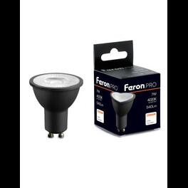 Лампа светодиодная PRO LB-1607 GU10 7W 175-265V 4000K в черном корпусе Feron