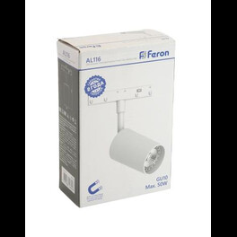 Светильник AL116 трековый магнитный под лампу GU10 230В, белый Feron