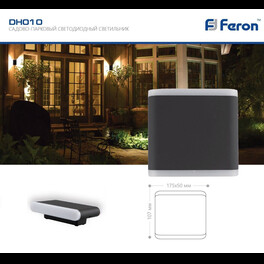 Светильник уличный светодиодный 2*6W, 840Lm, 4000K, DH010, черный Feron