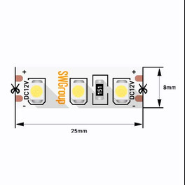 Лента светодиодная стандарт SMD3528 120LED/м 9,6Вт/м 12В IP20 Цвет:Желтый (1метр) ЗМ SWG