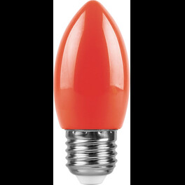 Лампа светодиодная, (1W) 230V E27 красный C35, LB-376 Feron