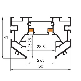 Шинопровод 1фаза встраиваемый Stretch 24/48В для магнитных треков Чёрный 2м SignImpress
